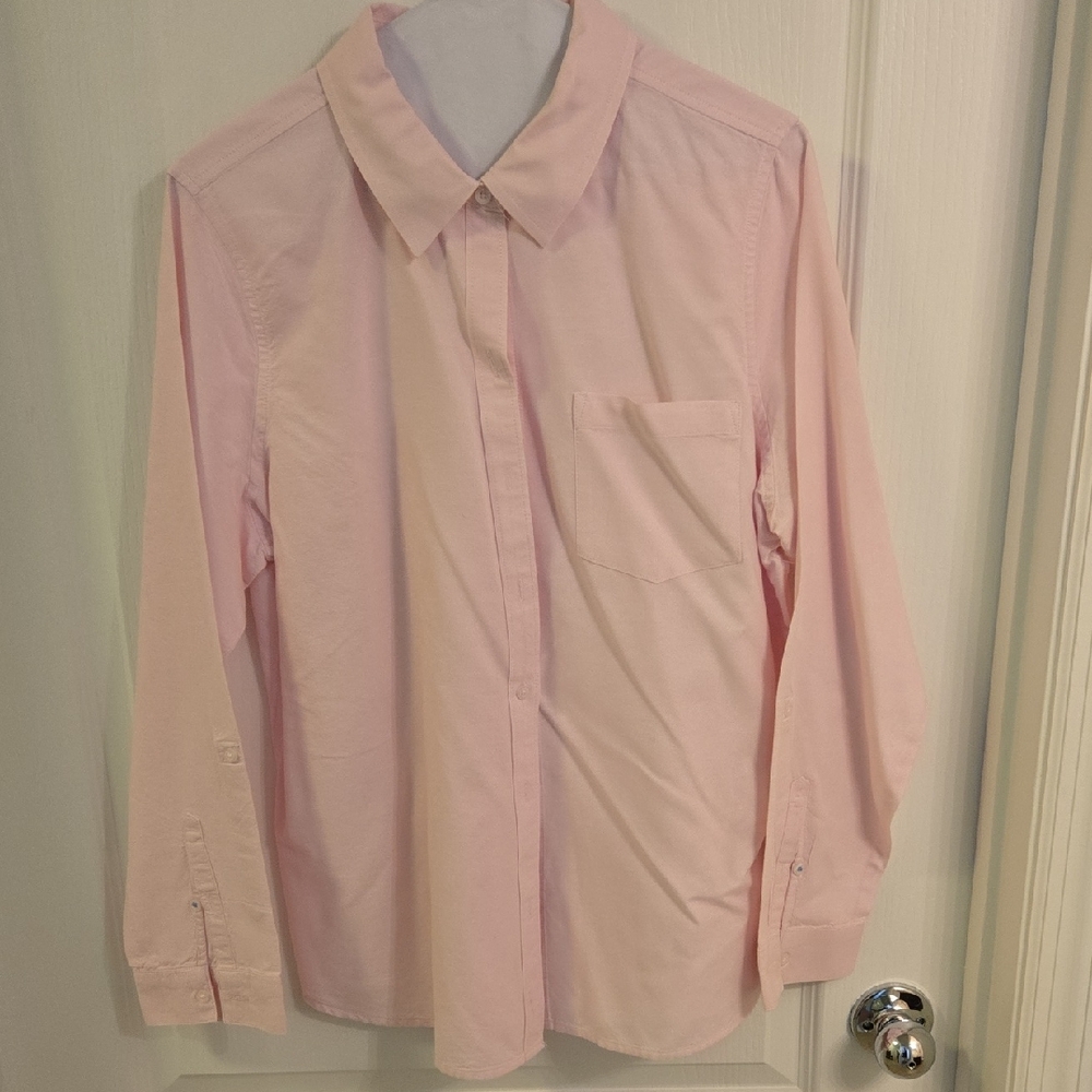 Croft & Barrow Womens Pink Button Down Shirt Size Large